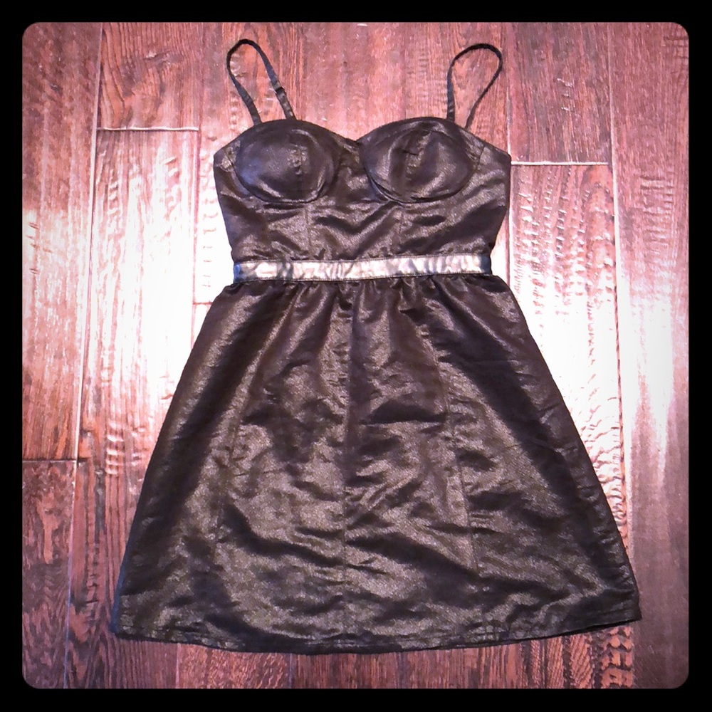Faux leather shimmer dress